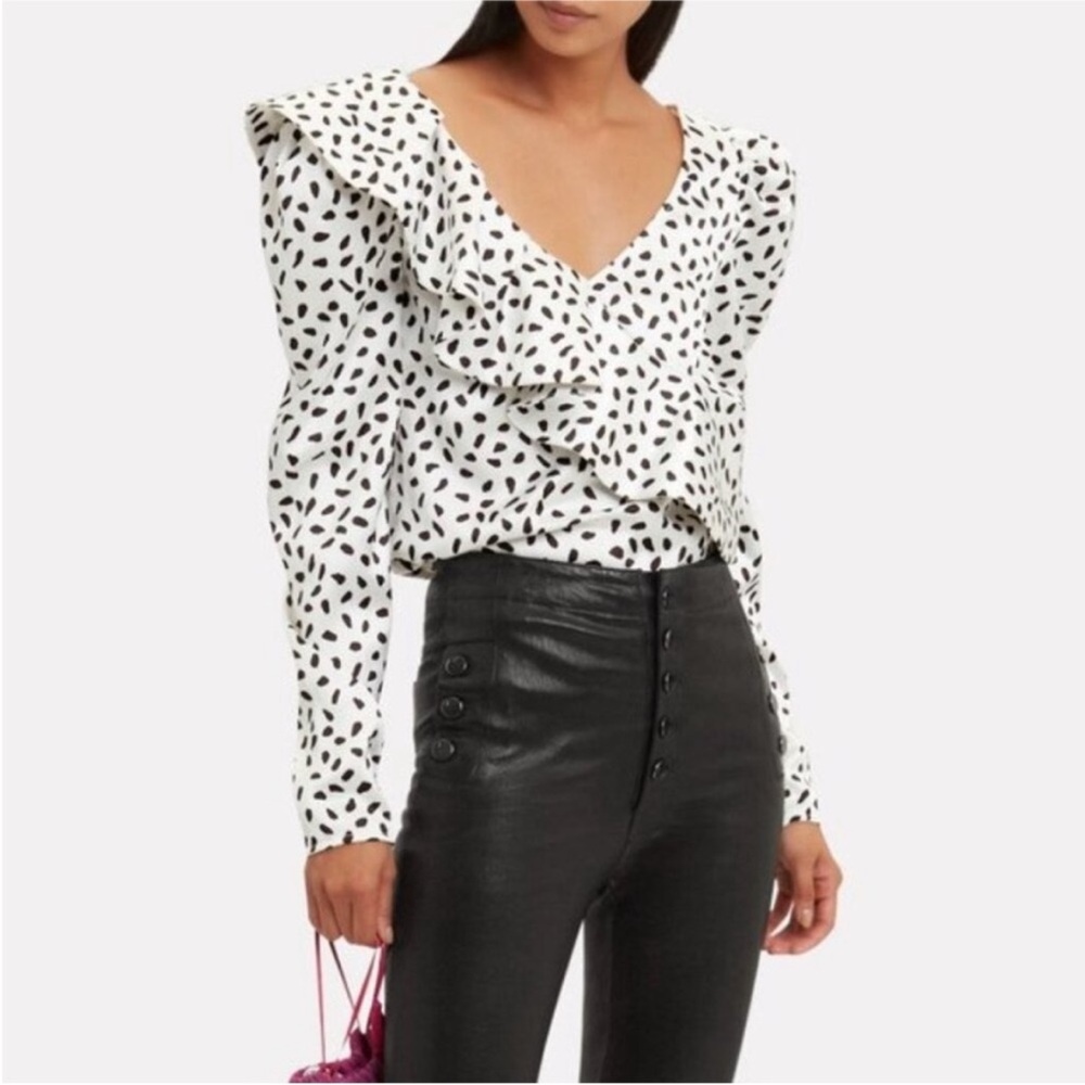 Self-Portrait | size 4 | Black and White Ruffle Top